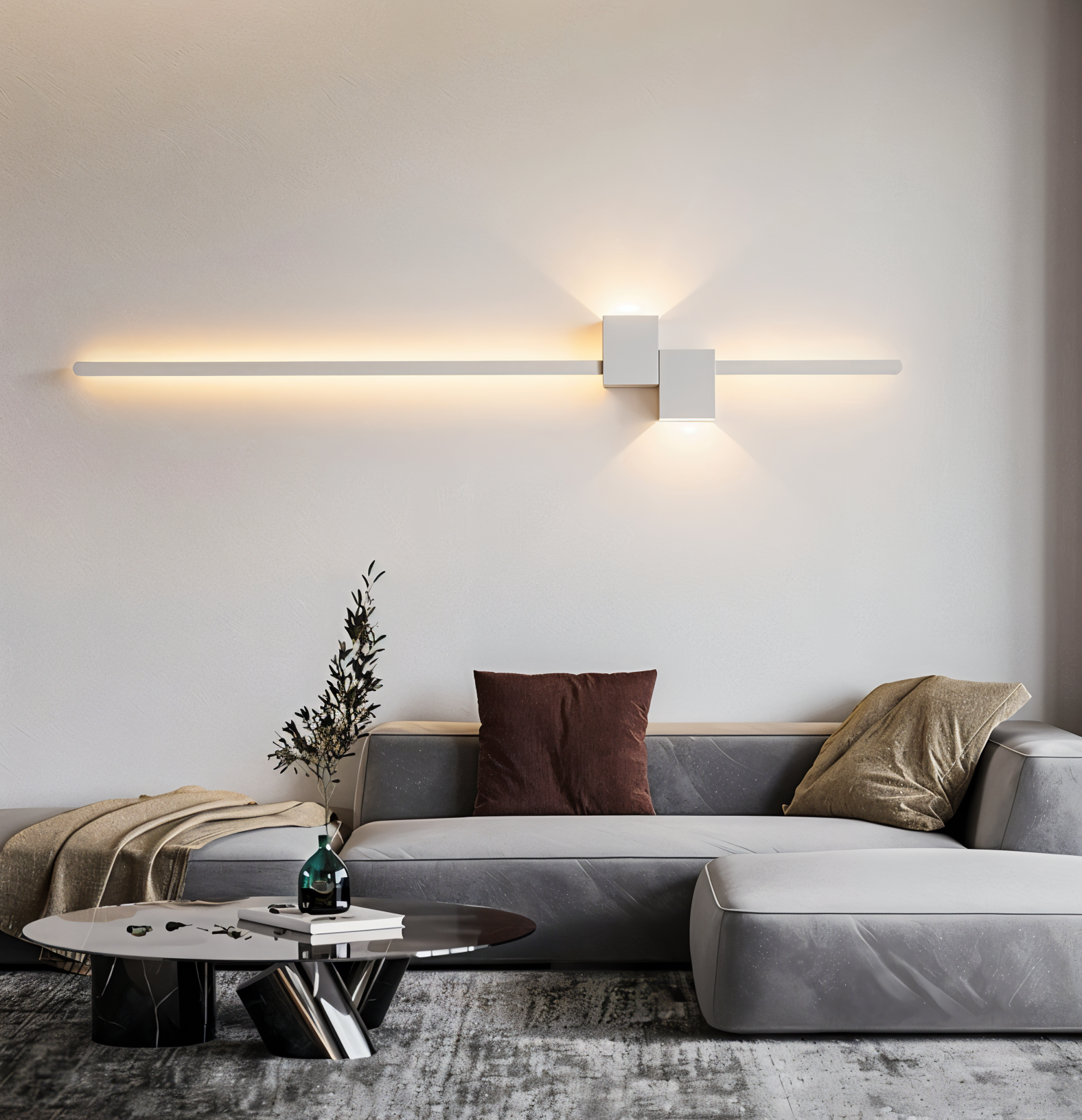 Linear LED wall lamp with slim modern design