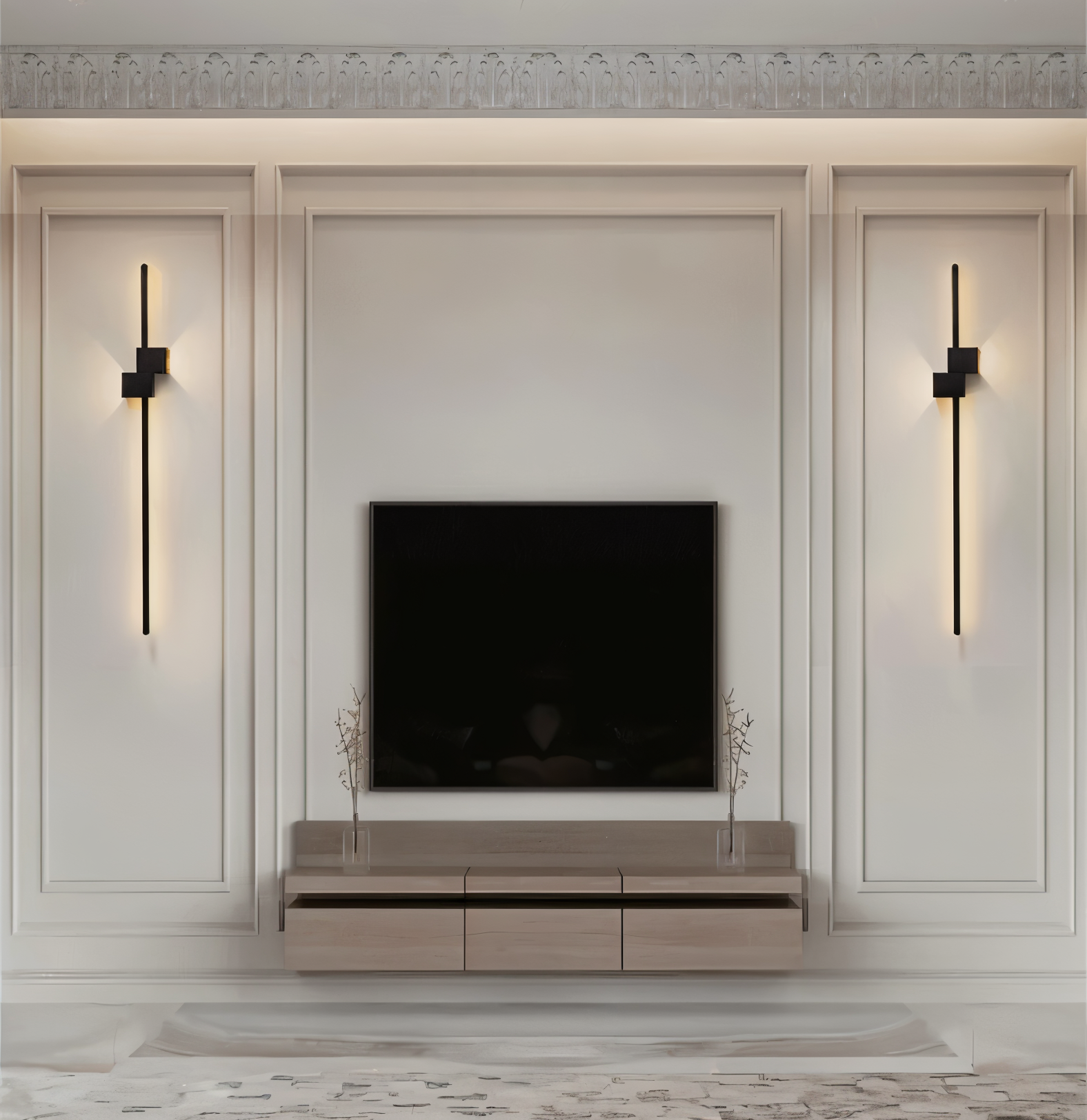 Linear LED wall lamp with slim modern design