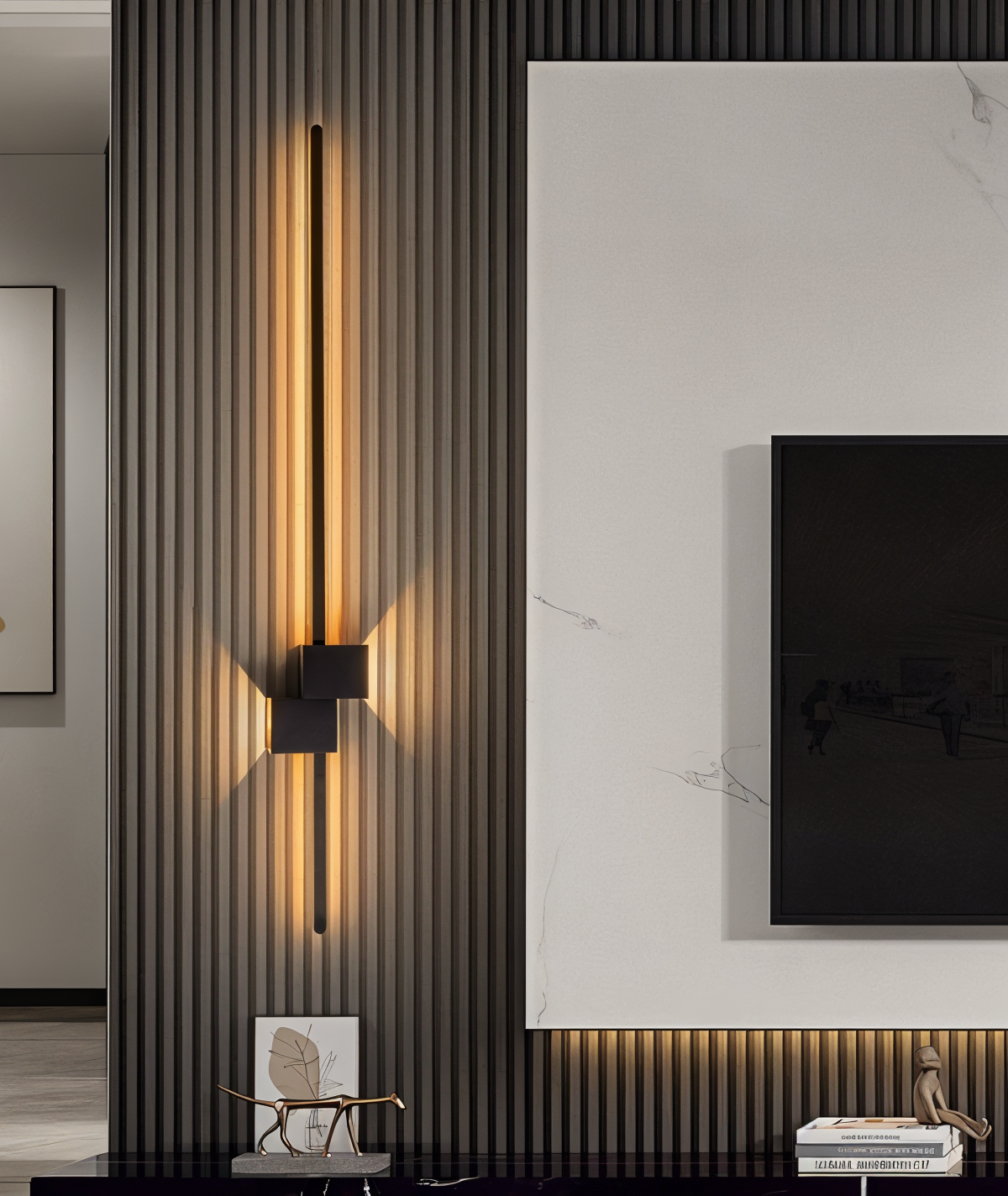 Linear LED wall lamp with slim modern design