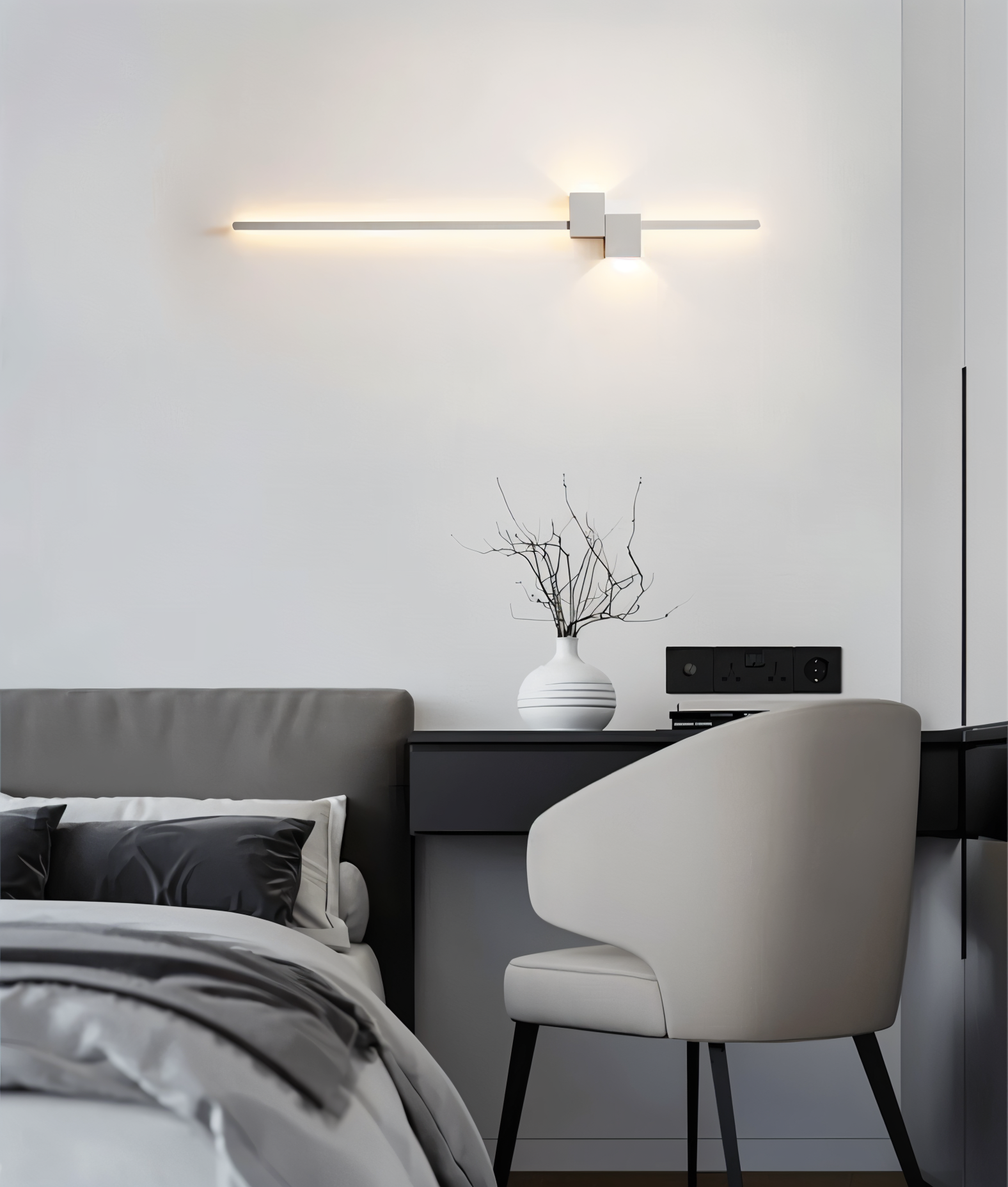 Linear LED wall lamp with slim modern design