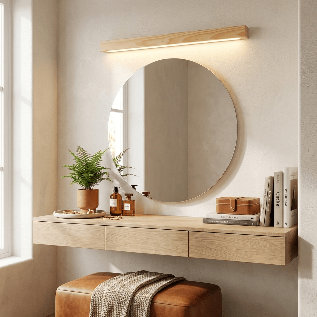 Applique murale linéaire en bois avec LED intégrée