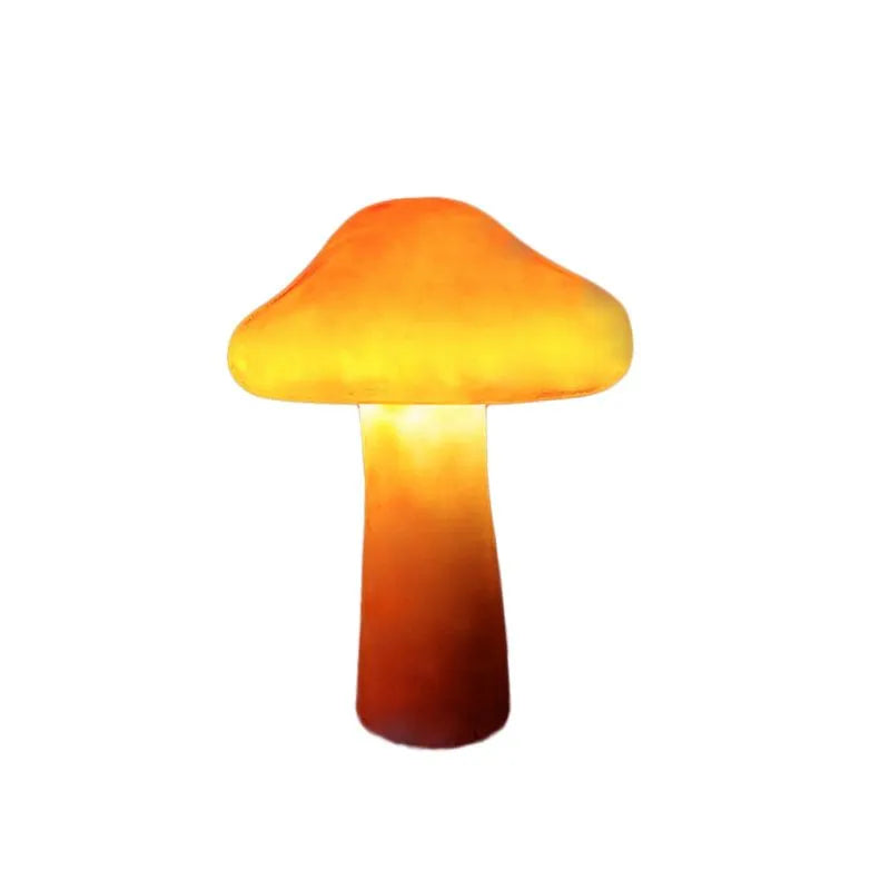 Outdoor Mushroom LED Garden Lamp Set in Orange Resin