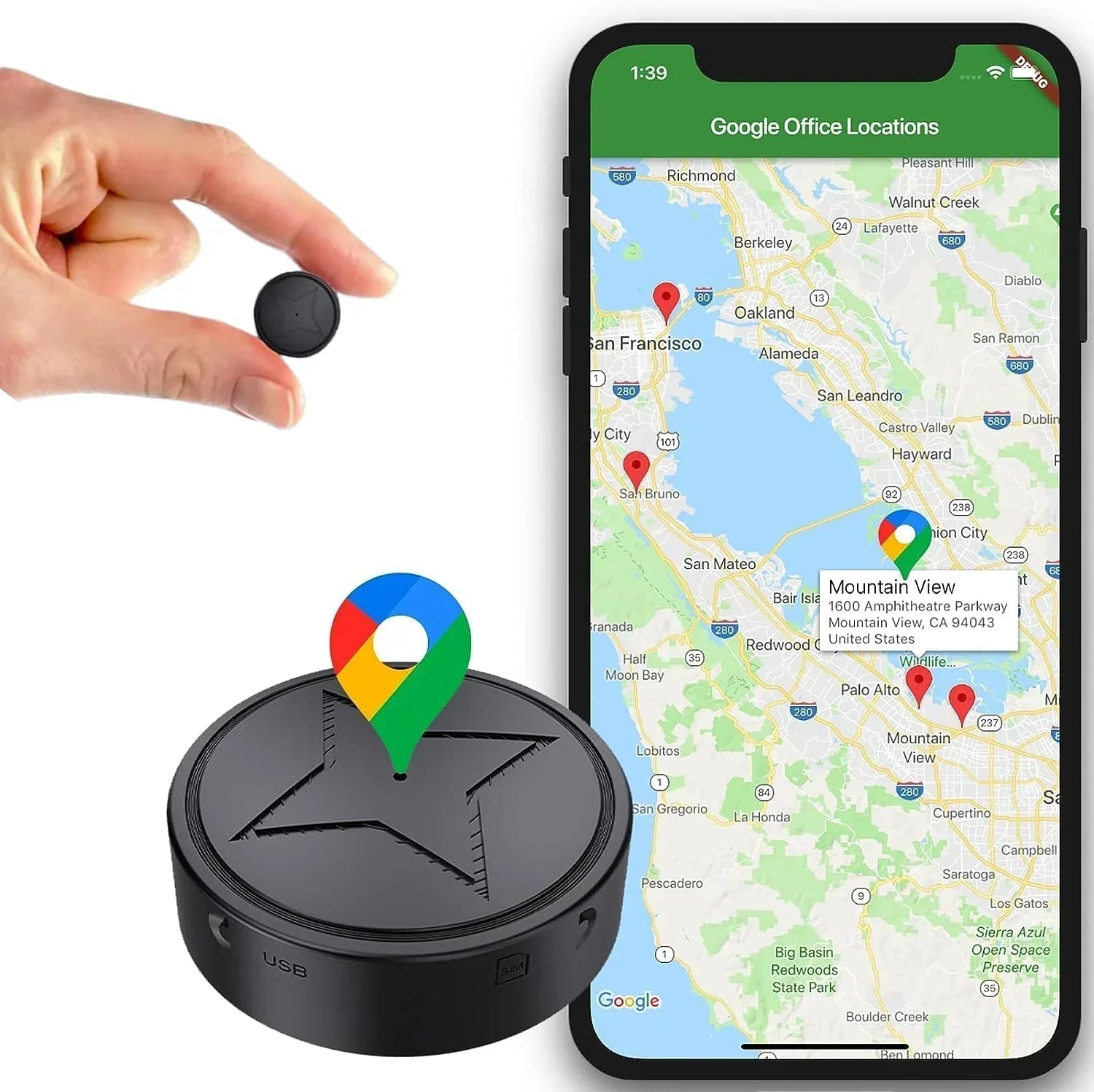 Magnetic GPS Tracker With Compact Round Black Casing