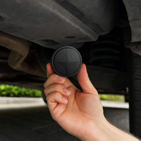 Magnetic GPS Tracker With Compact Round Black Casing