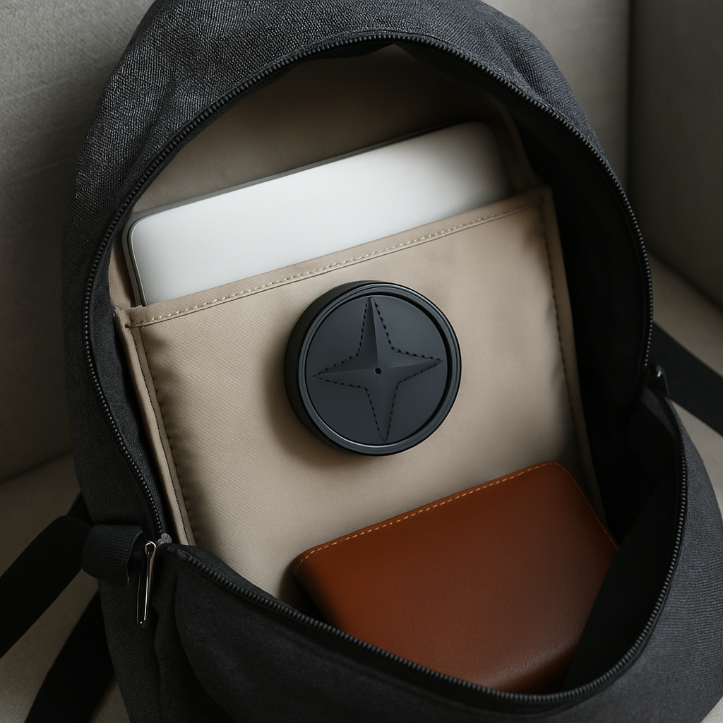 Magnetic GPS Tracker With Compact Round Black Casing