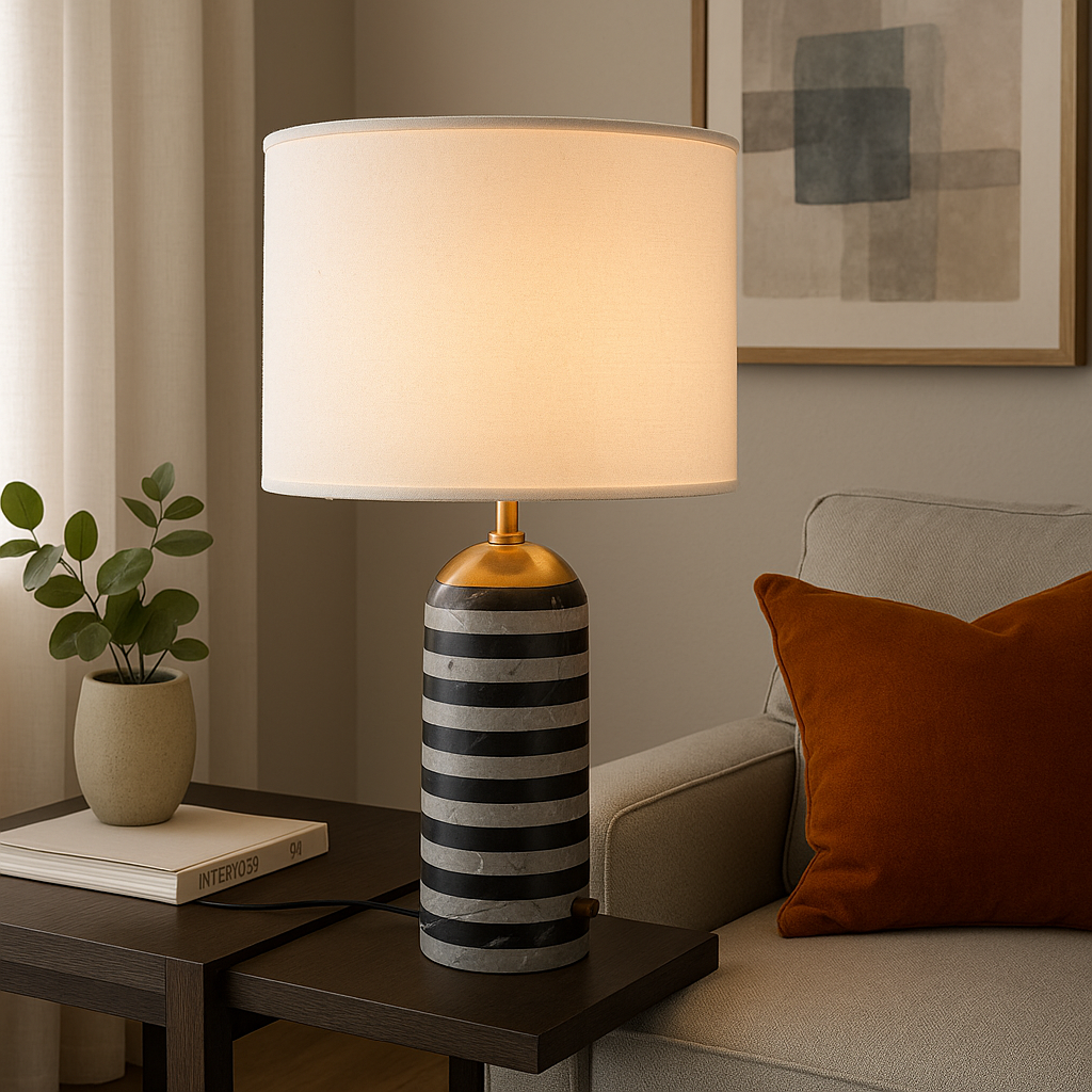 Striped Marble Table Lamp