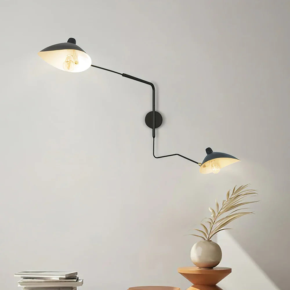 Wall Lamp with Dual Adjustable Arm for Reading and Accent Light