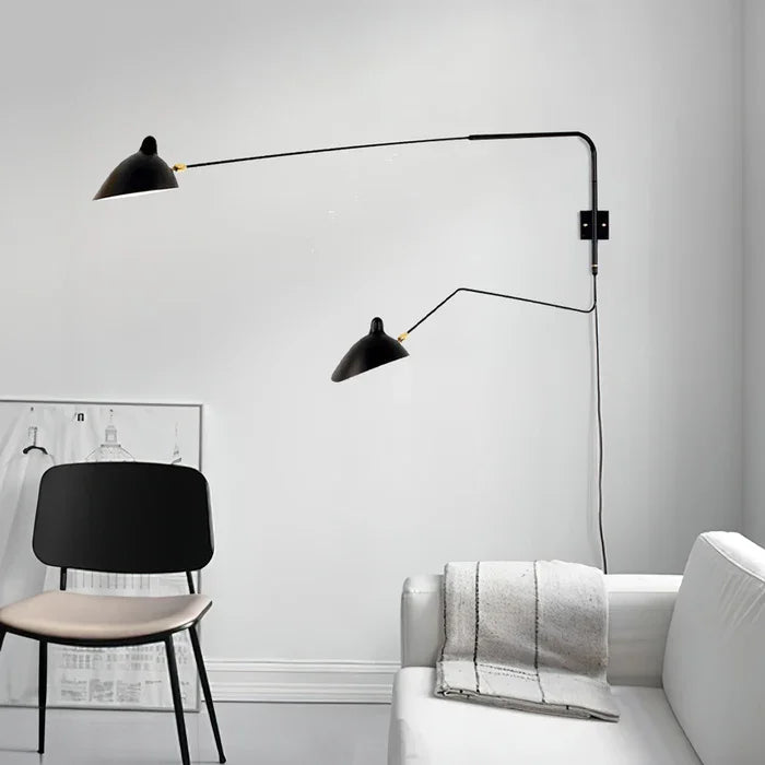 Wall Lamp with Dual Adjustable Arm for Reading and Accent Light