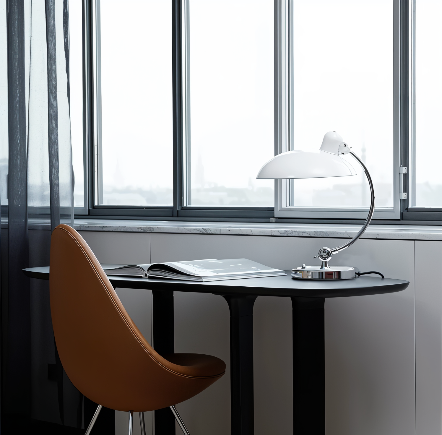 Metal desk lamp with adjustable dome shade