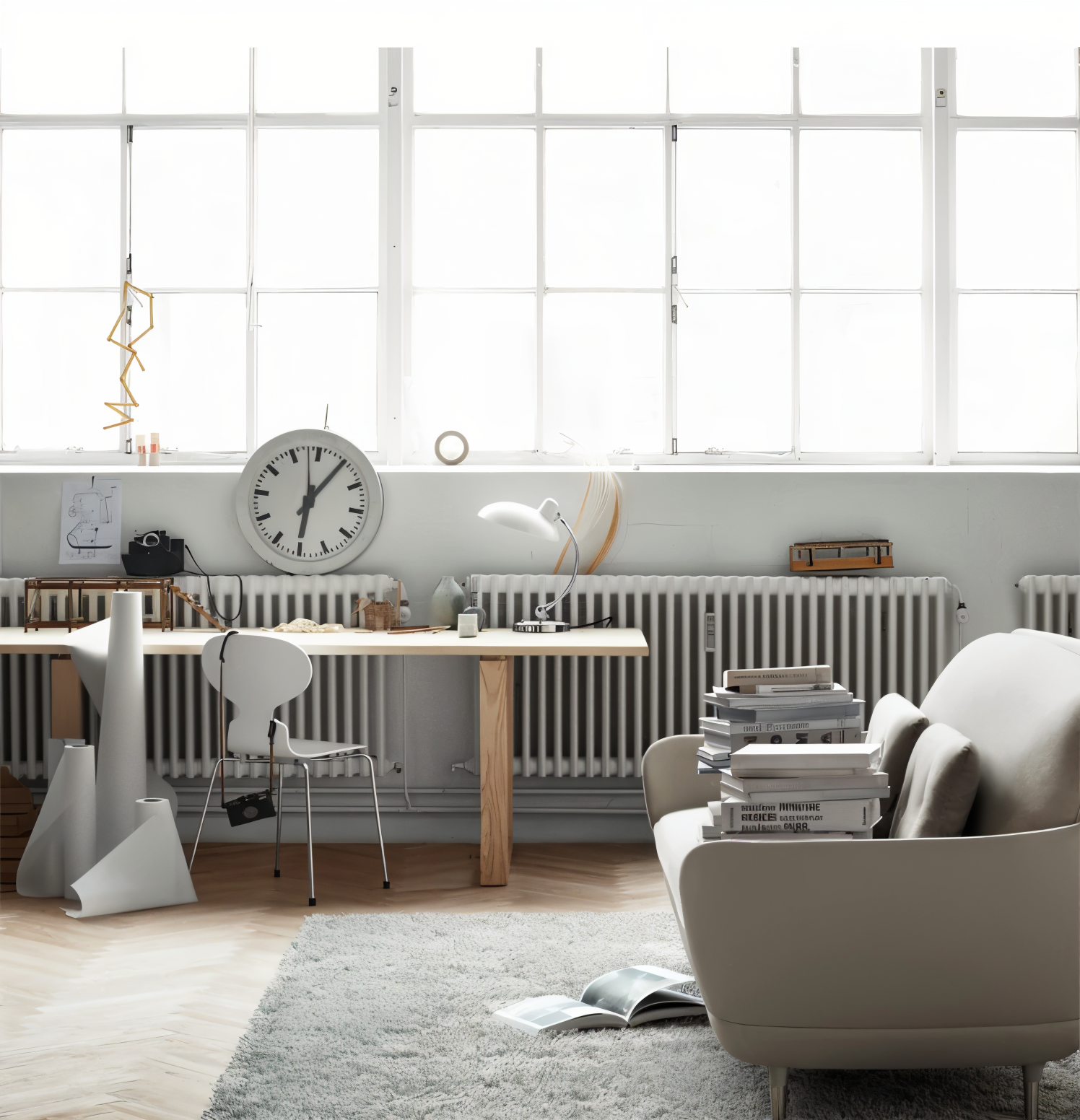 Metal desk lamp with adjustable dome shade