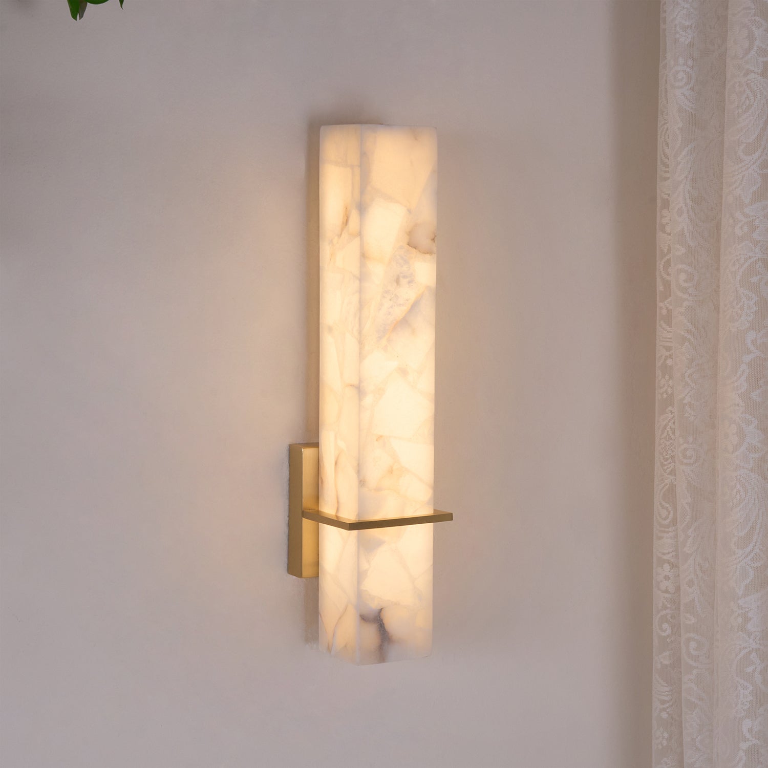 Modern Alabaster Wall Lamp Brass LED Indoor Wall Light Fixture