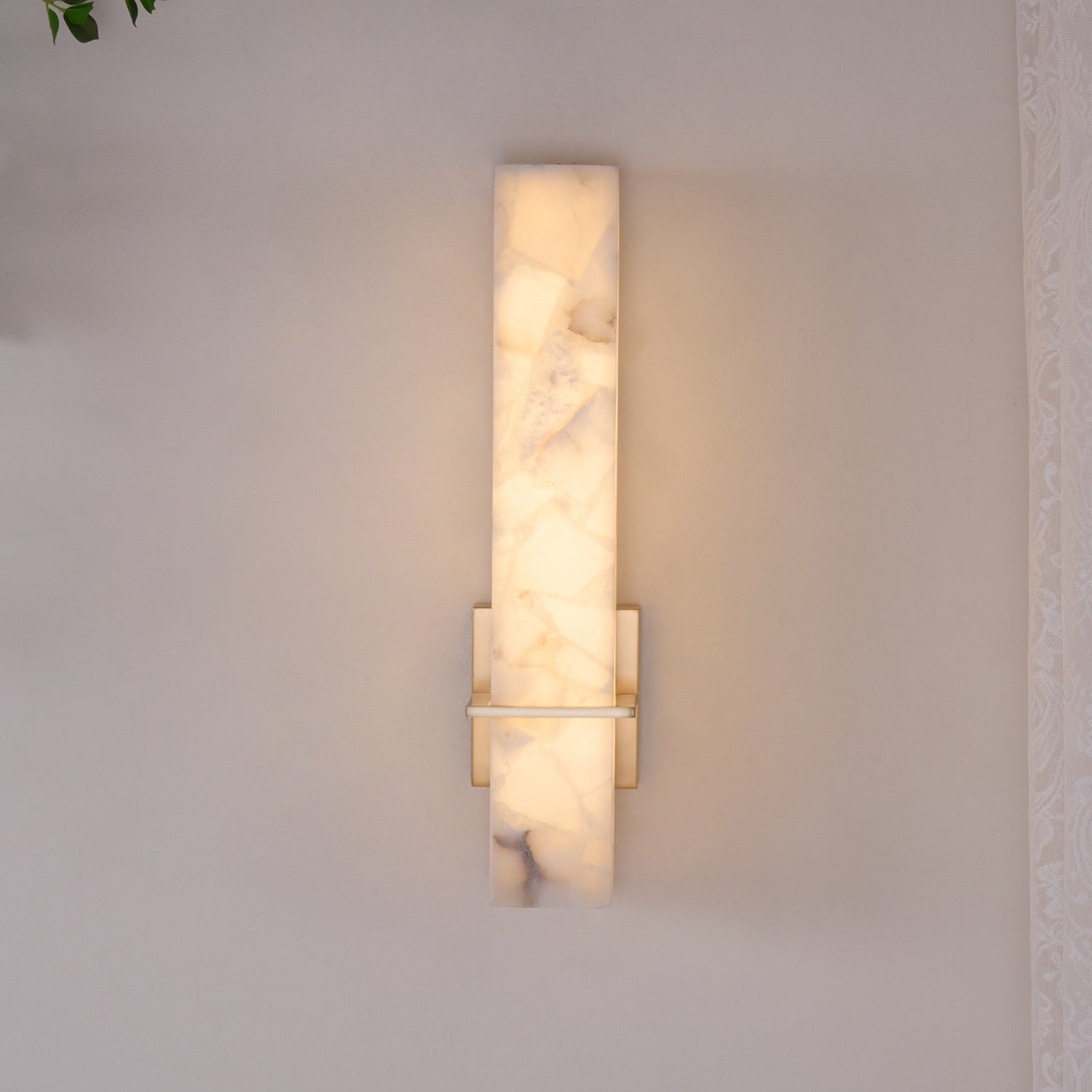Modern Alabaster Wall Lamp Brass LED Indoor Wall Light Fixture