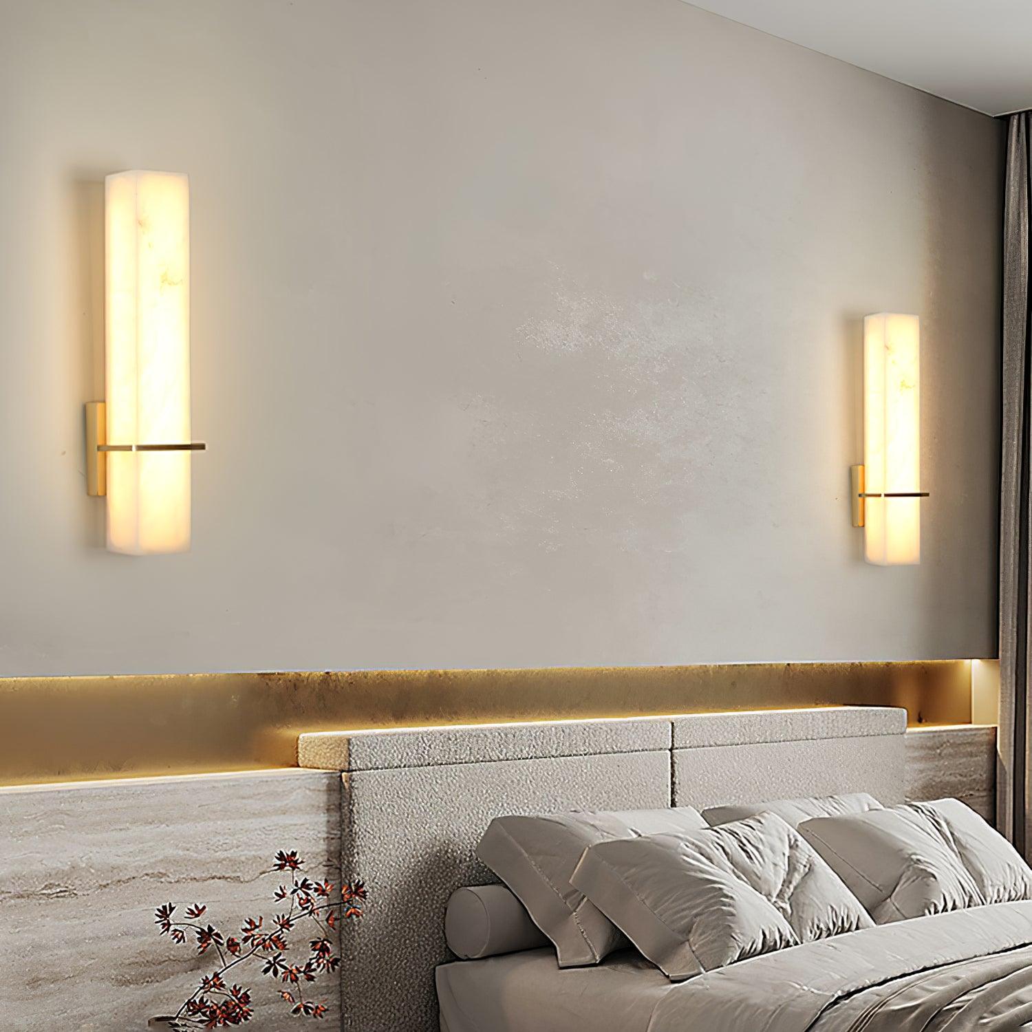 Modern Alabaster Wall Lamp Brass LED Indoor Wall Light Fixture