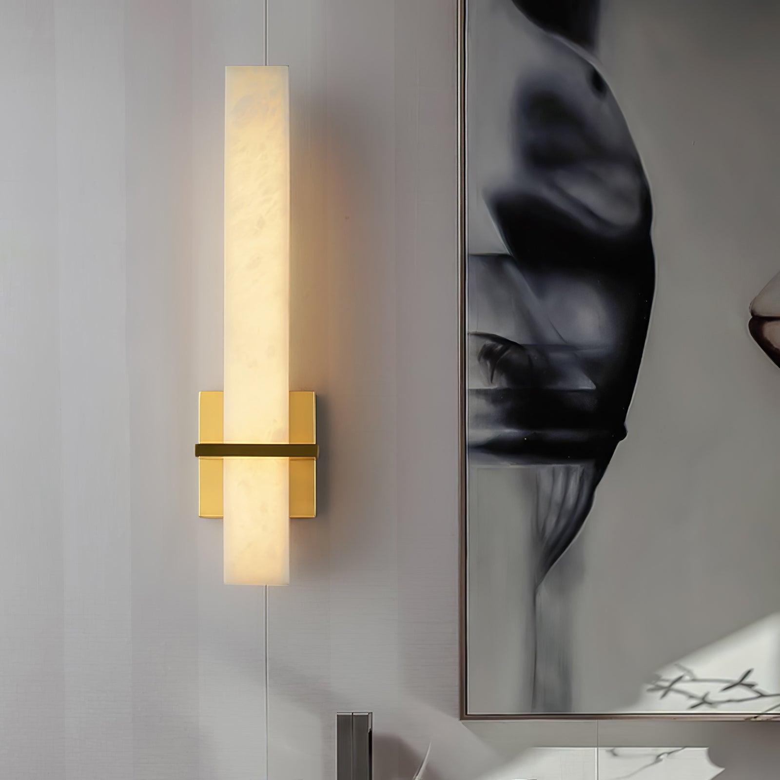 Modern Alabaster Wall Lamp Brass LED Indoor Wall Light Fixture