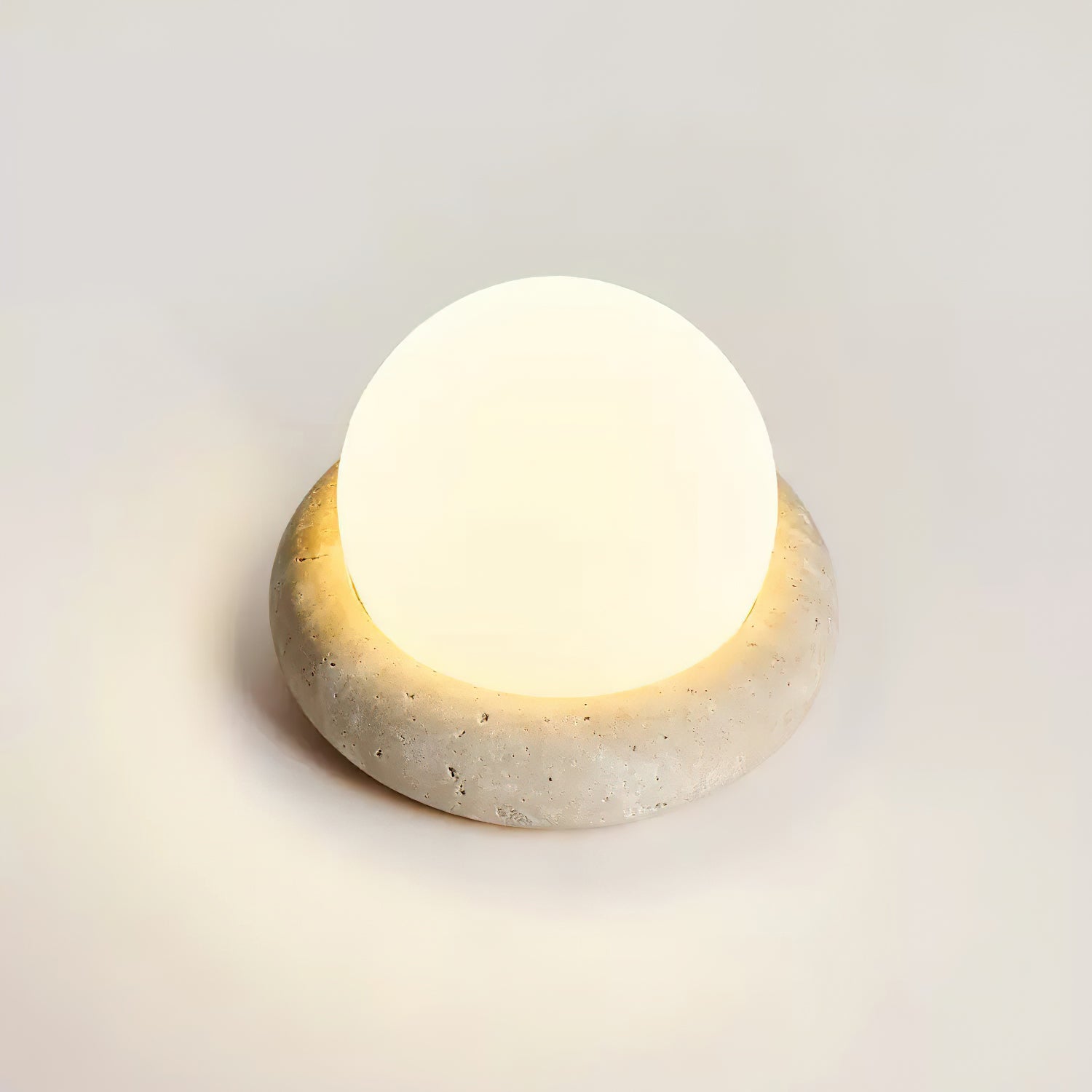 Travertine Base Table Lamp with Glass Globe Shade