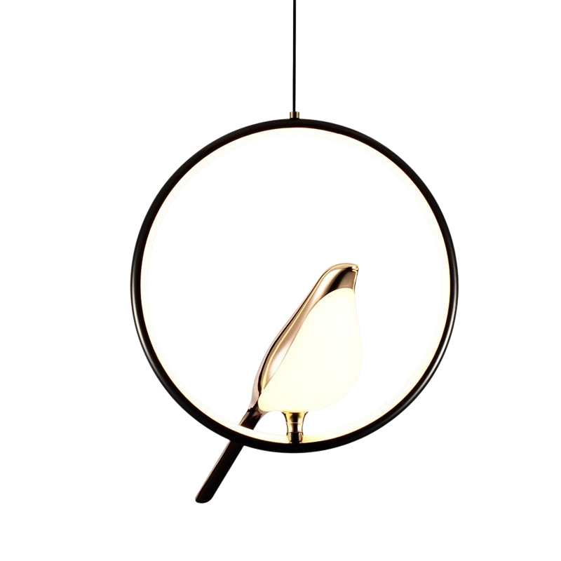 Modern Bird-in-Ring Hanging Lamp
