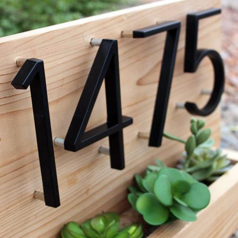Modern Black House Number Sign For Contemporary Home Exteriors