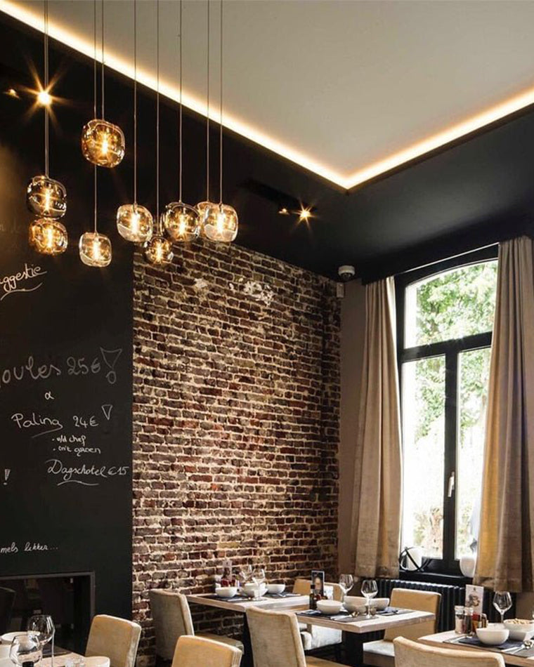 Modern Coloured Glass Multi Pendant Chandelier