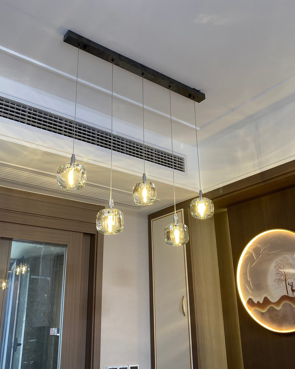 Modern Coloured Glass Multi Pendant Chandelier