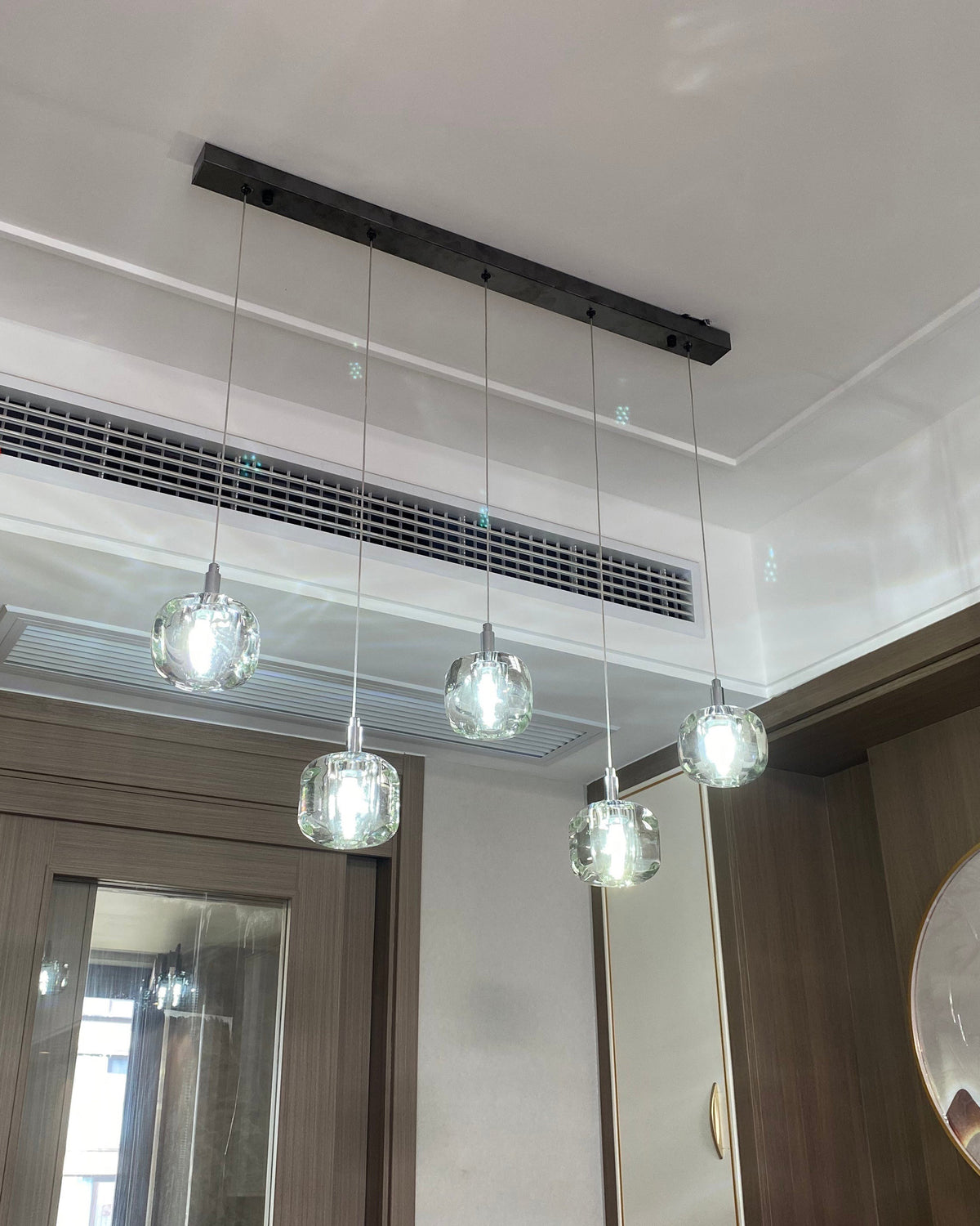 Modern Coloured Glass Multi Pendant Chandelier