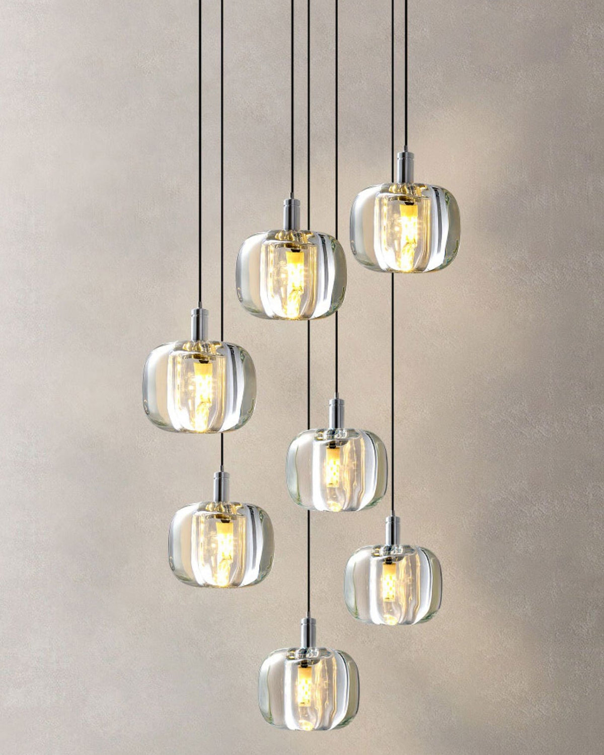 Modern Coloured Glass Multi Pendant Chandelier