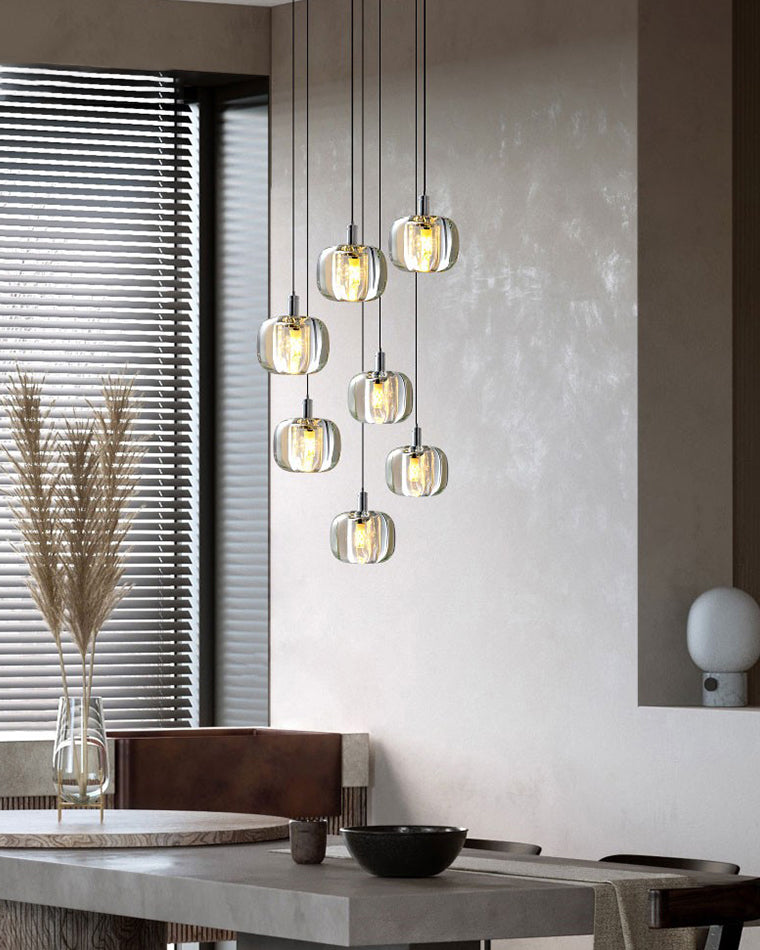 Modern Coloured Glass Multi Pendant Chandelier