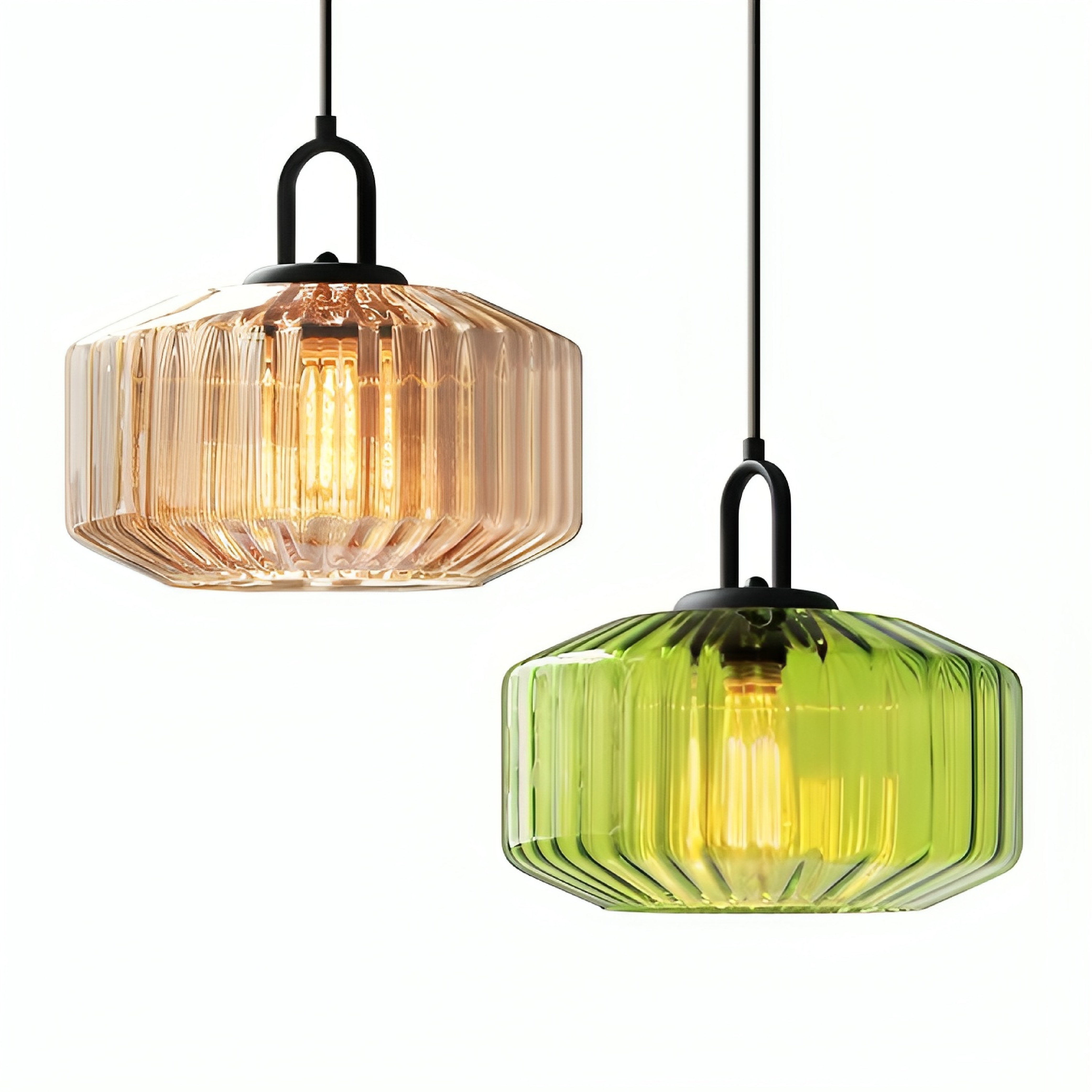 Modern Crystal-Cut Glass Hanging Lamp