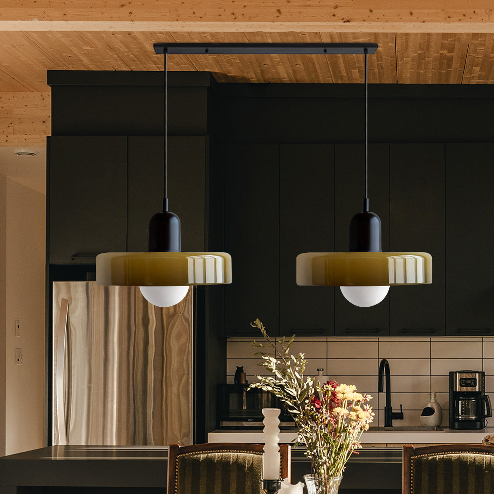 Bauhaus Double Glass Pendant Lamp with Adjustable Height
