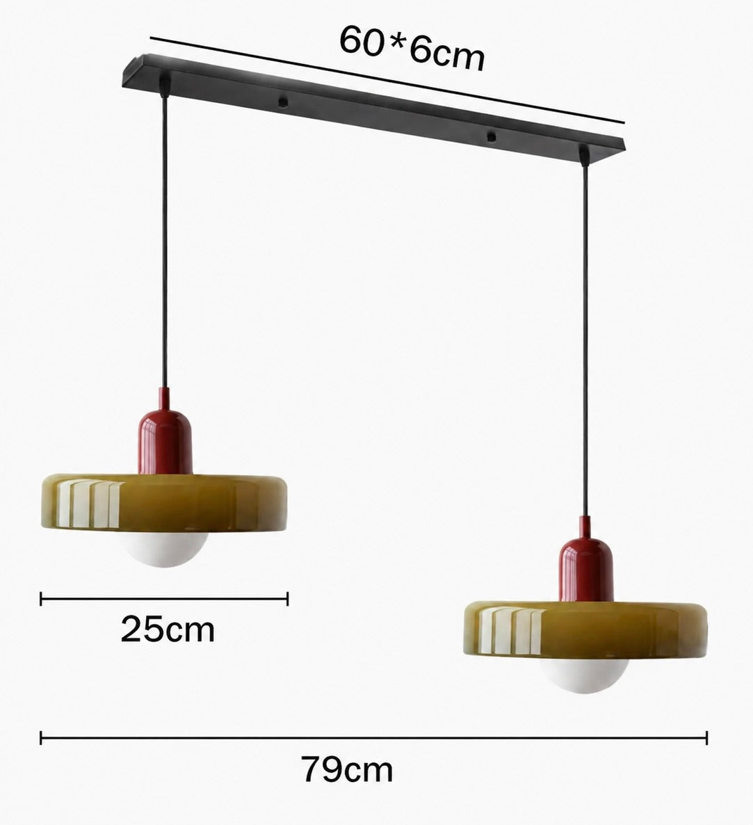 Bauhaus Double Glass Pendant Lamp with Adjustable Height