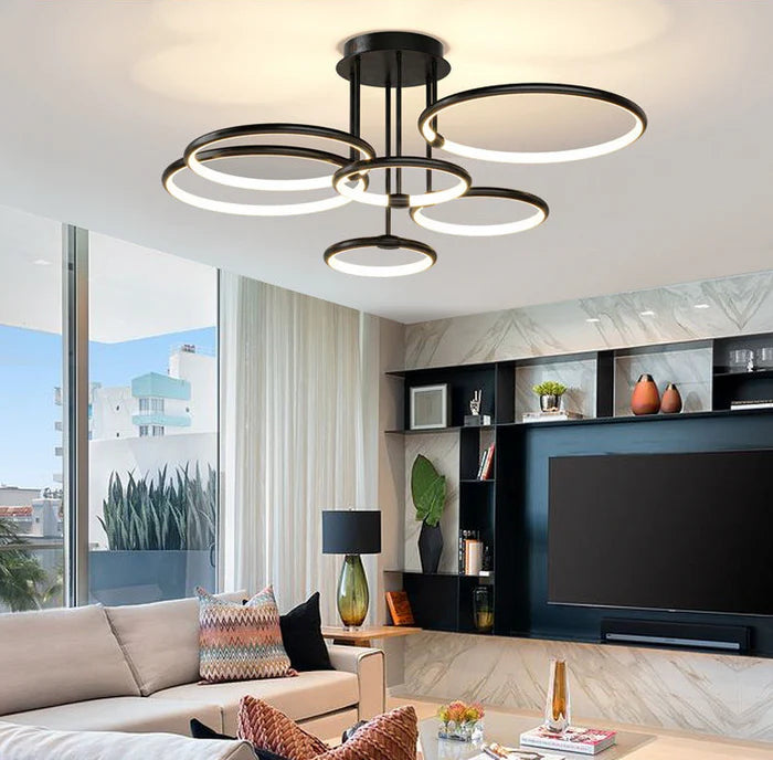 Modern Gold LED Chandelier with Adjustable Ceiling Lighting