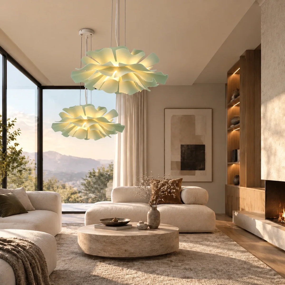 Suspension moderne pour plafond en acrylique en forme de fleur de lotus