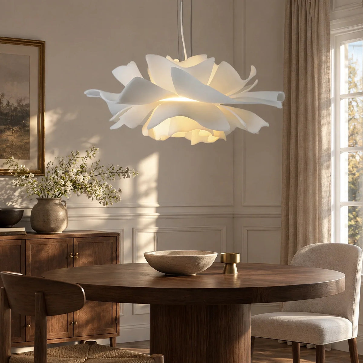 Suspension moderne pour plafond en acrylique en forme de fleur de lotus