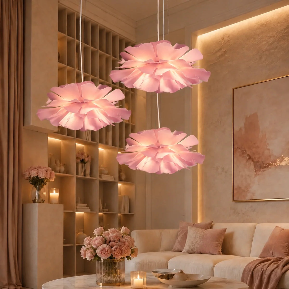 Suspension moderne pour plafond en acrylique en forme de fleur de lotus