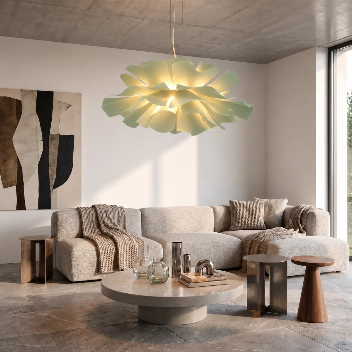 Suspension moderne pour plafond en acrylique en forme de fleur de lotus