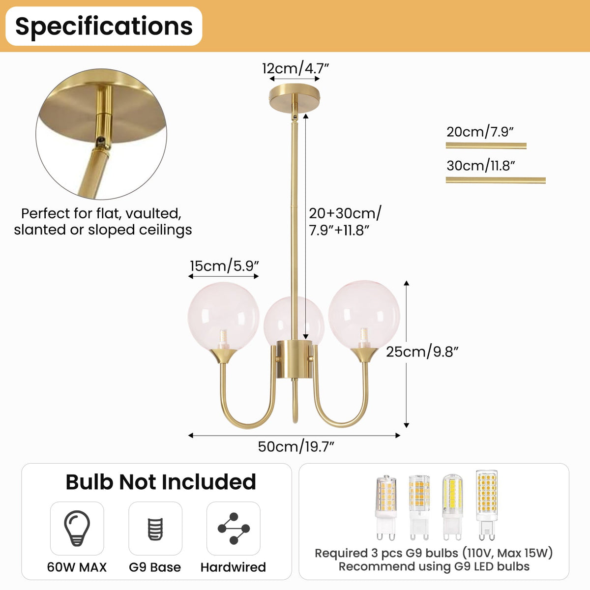 Suspension moderne Sputnik en verre rose avec structure dorée