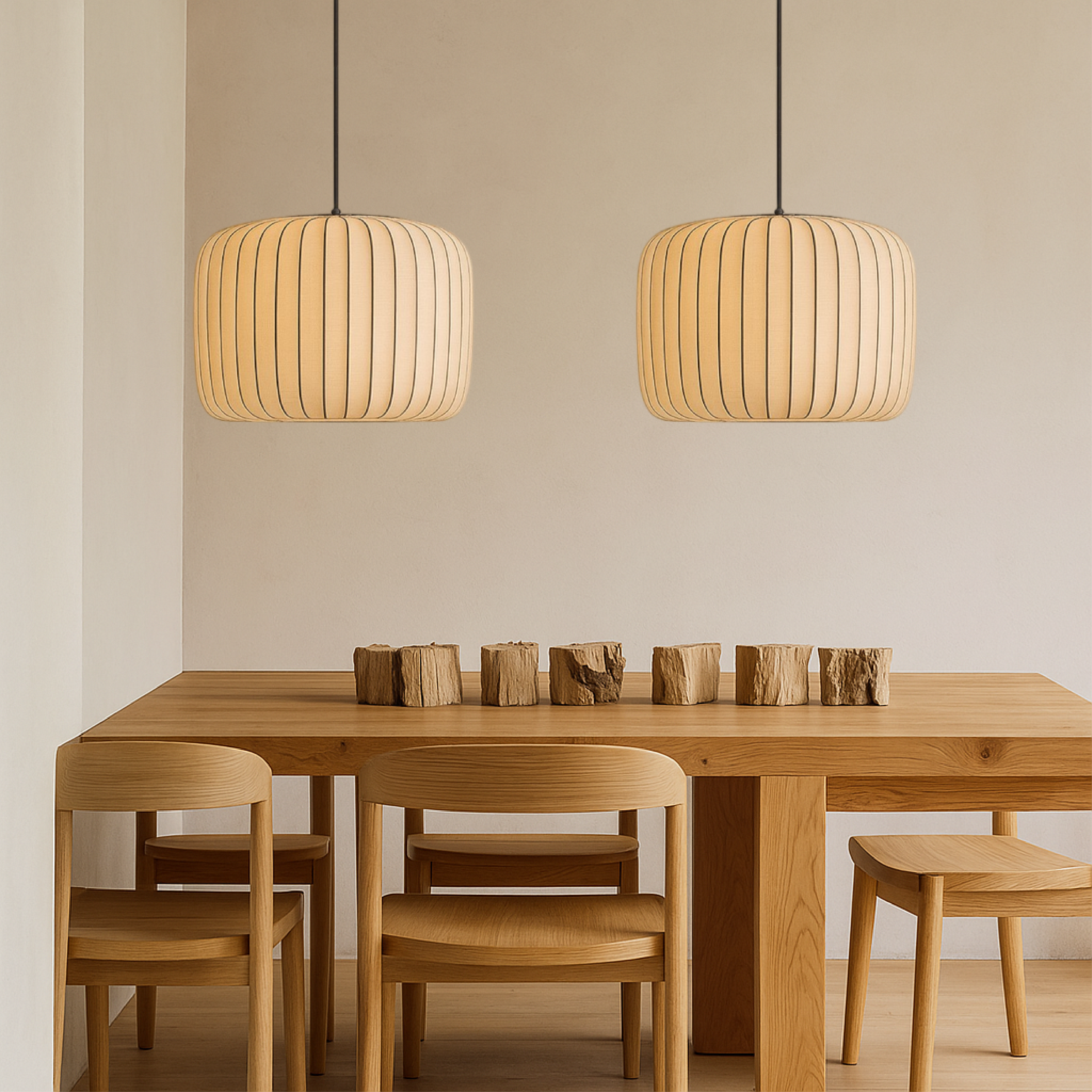 Modern Ribbed Silk Pendant Lamp