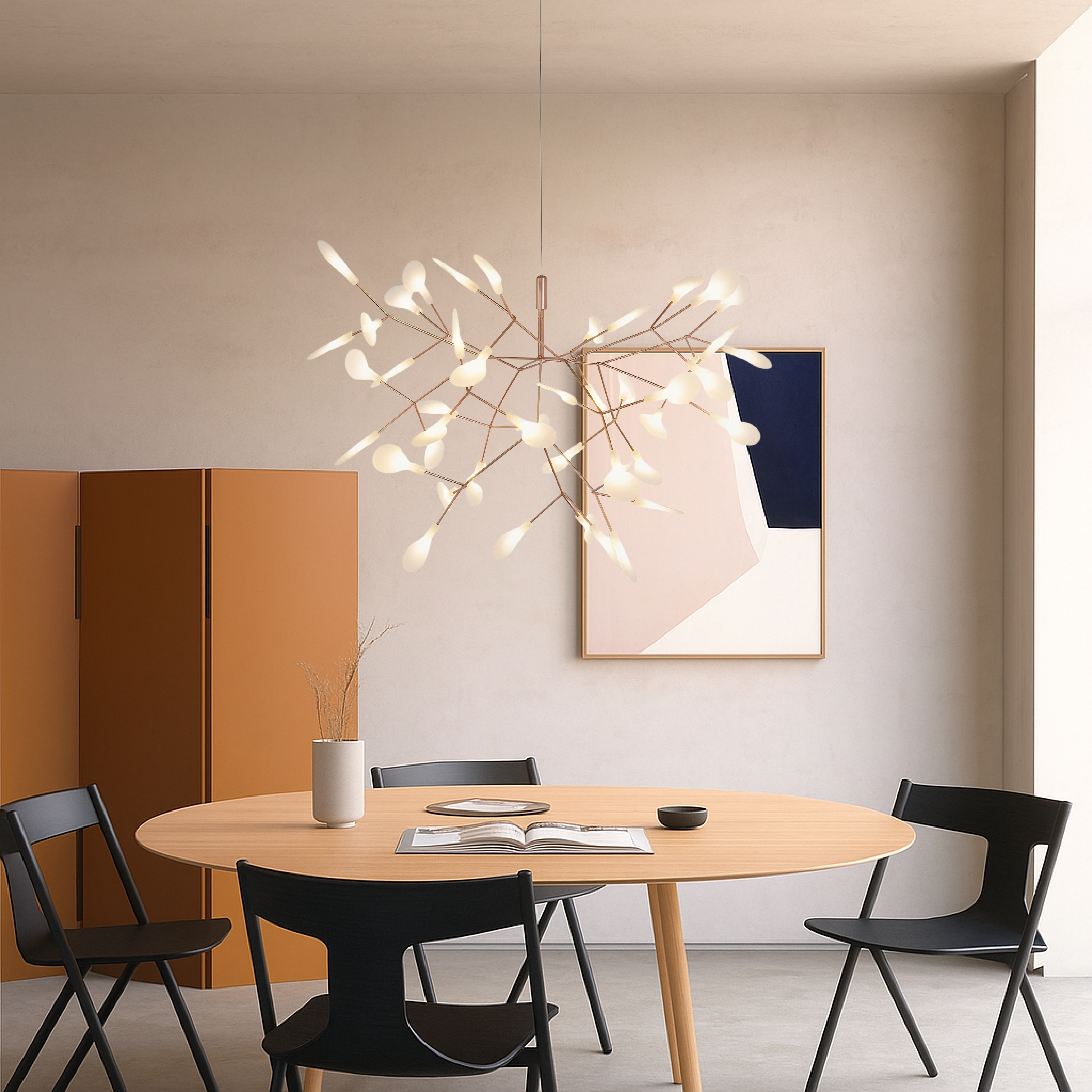 Modern Rose Gold Firefly Chandelier