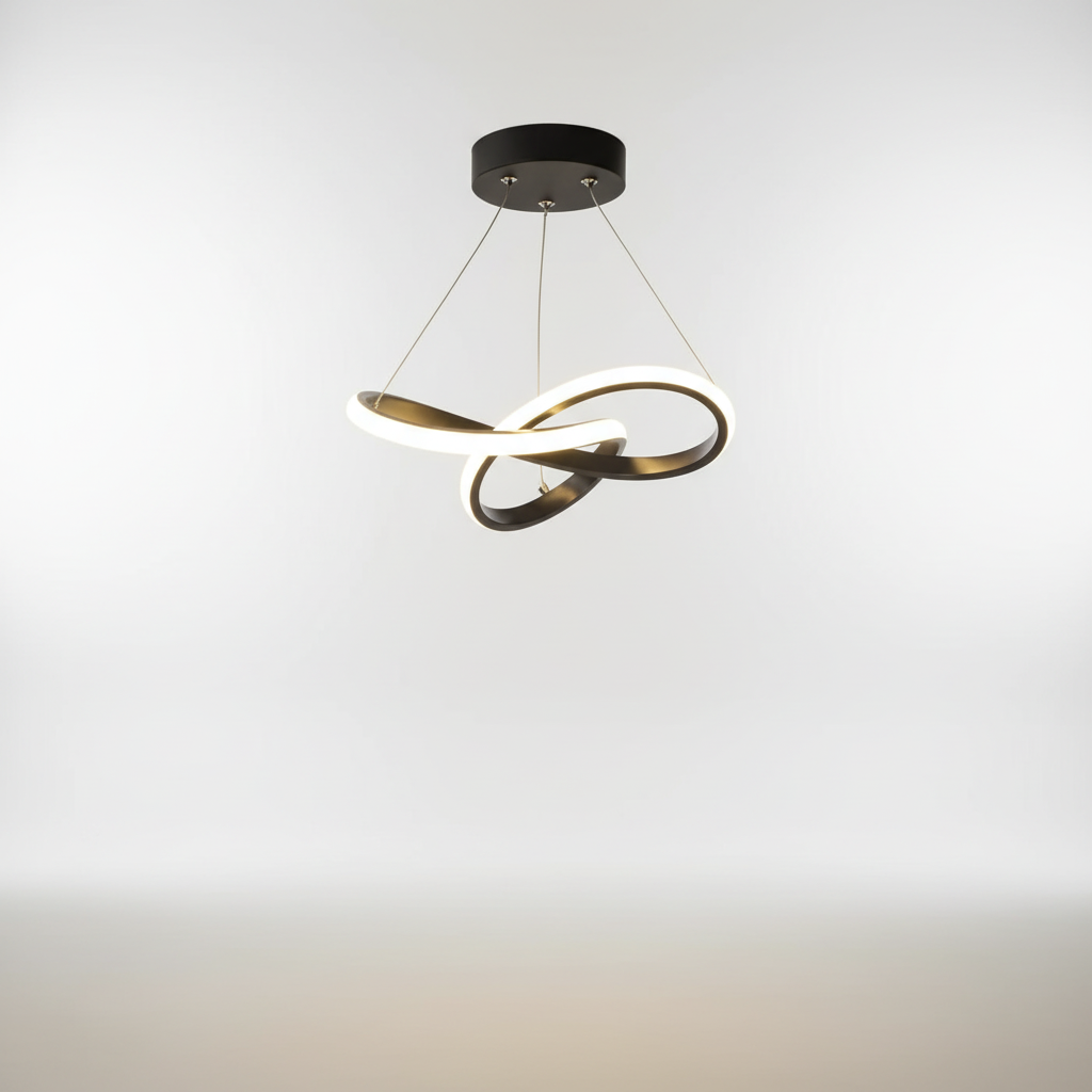 Modern Wave Shaped LED Pendant Ceiling Light – Black