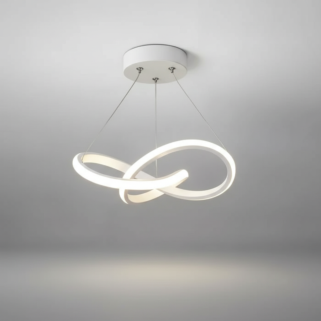 Modern Wave Shaped LED Pendant Ceiling Light – White