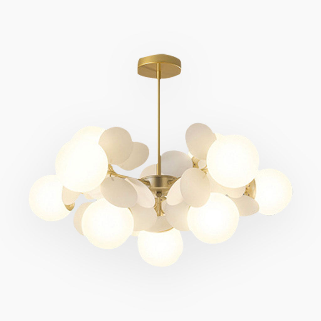 Modern ceiling light with multiple opal glass spheres