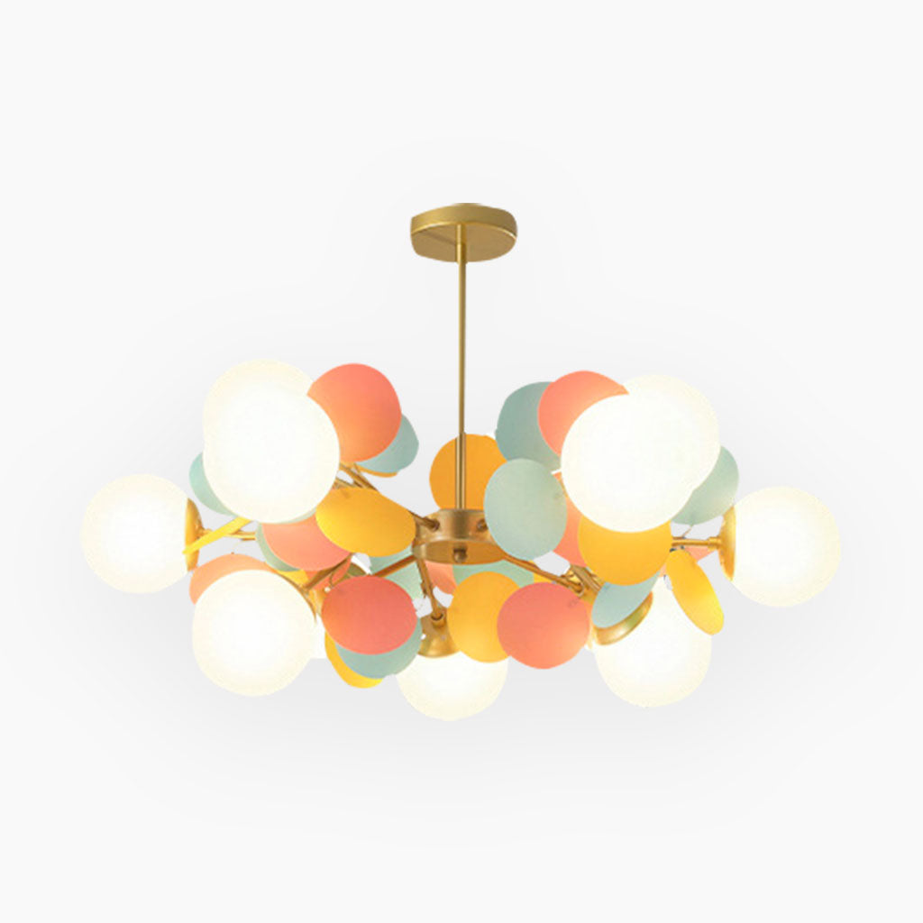 Modern ceiling light with multiple opal glass spheres