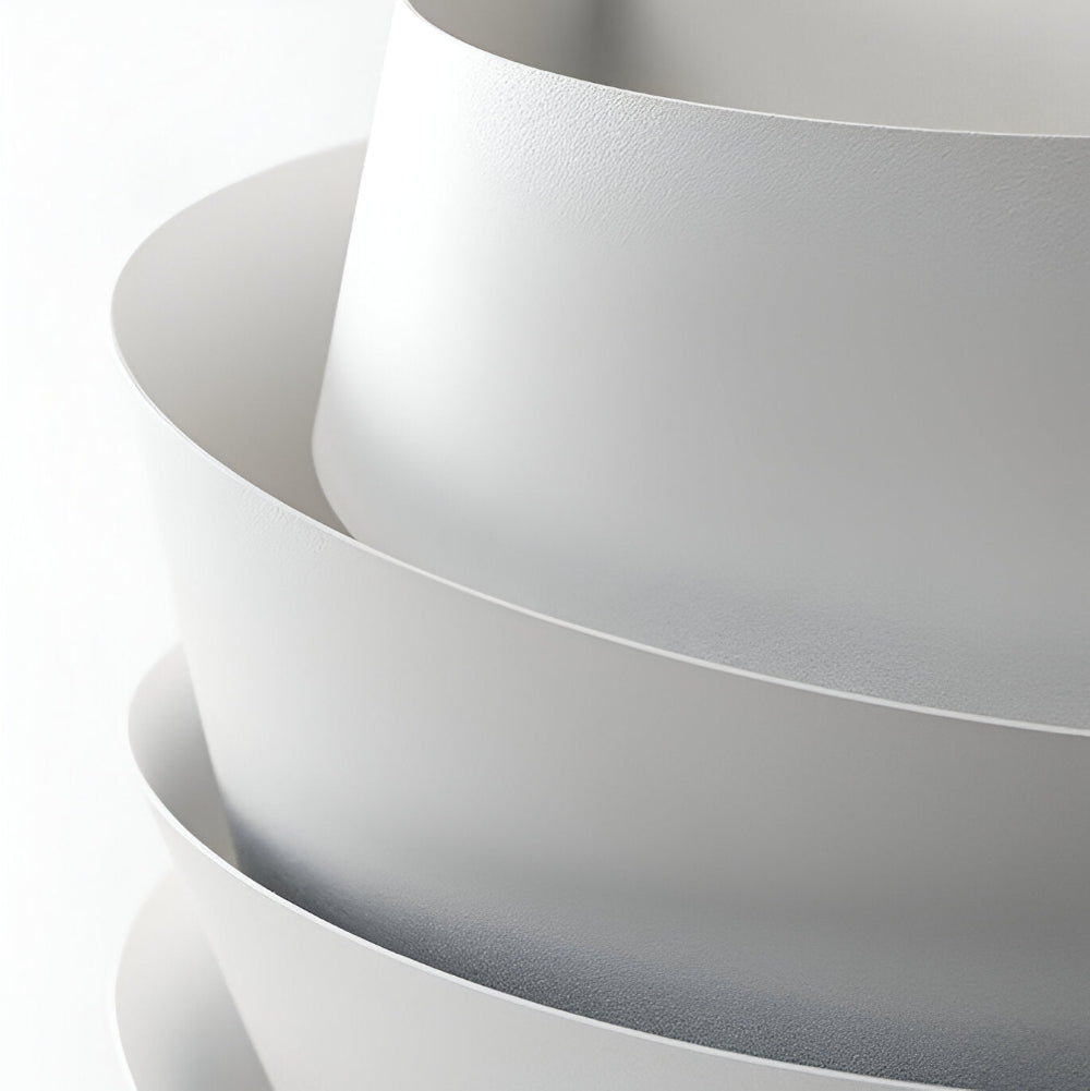 Modern wall lamp with overlapping curved panels