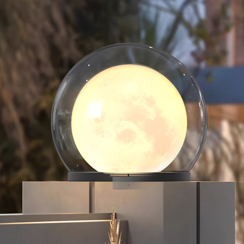 Hek Buiten Lamp Ronde Glazen Bol Zwarte Behuizing