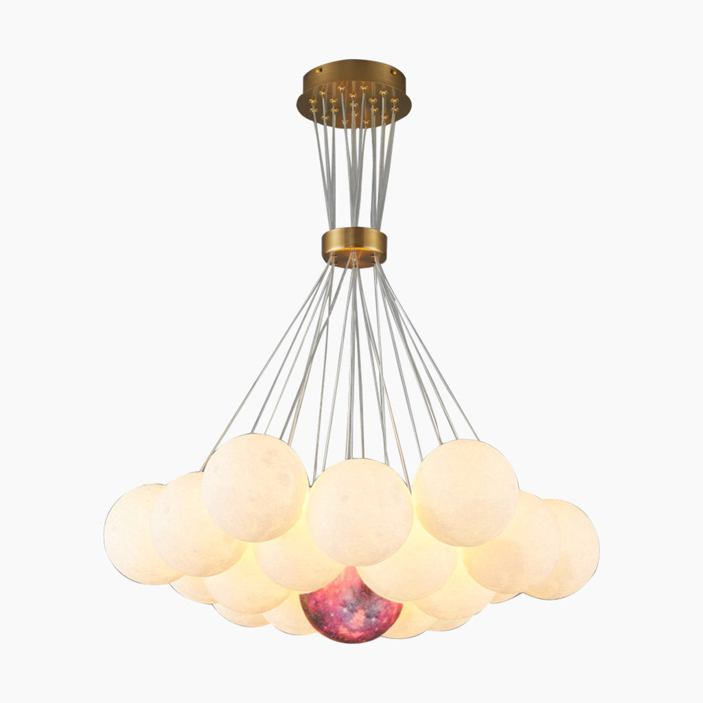 Cluster Glass-Look Globe Chandelier with Multiple Round Shades