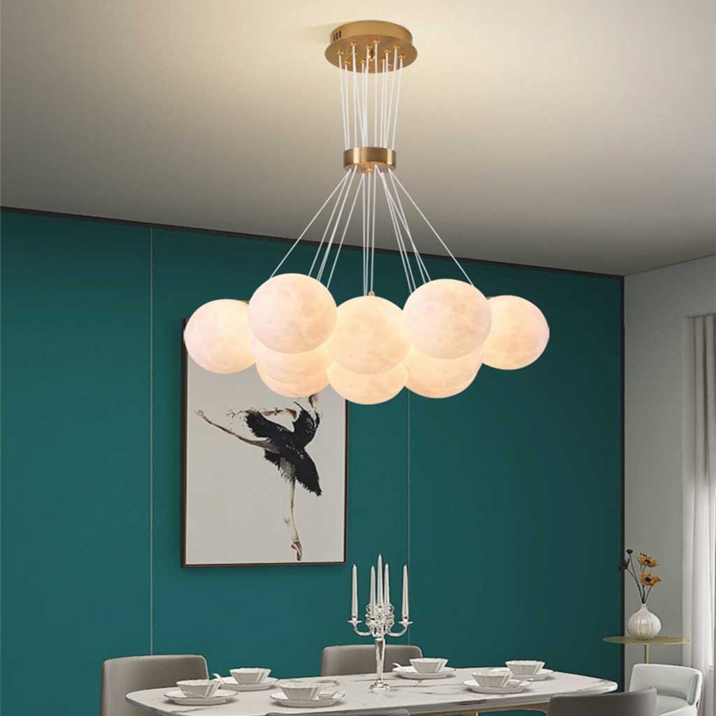 Cluster Glass-Look Globe Chandelier with Multiple Round Shades