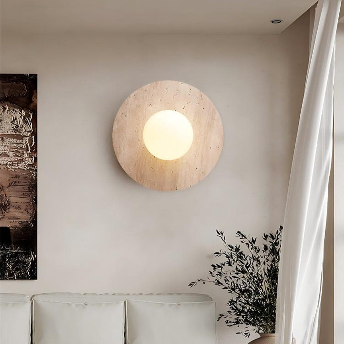 Natural Travertine Wall Sconce Light with LED Illumination