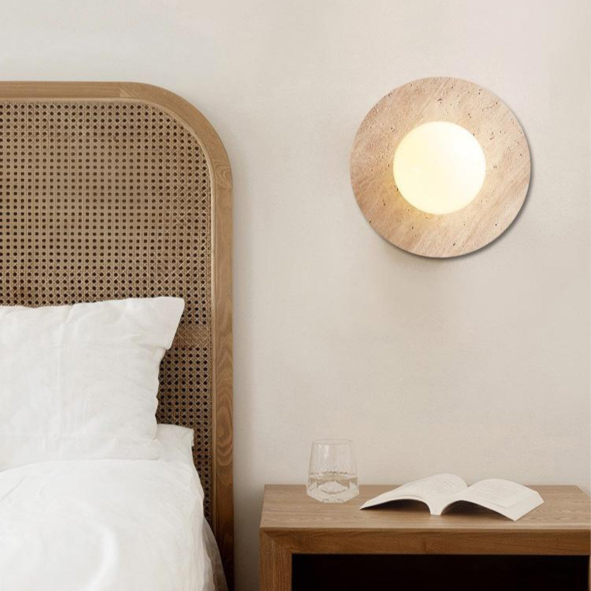 Natural Travertine Wall Sconce Light with LED Illumination