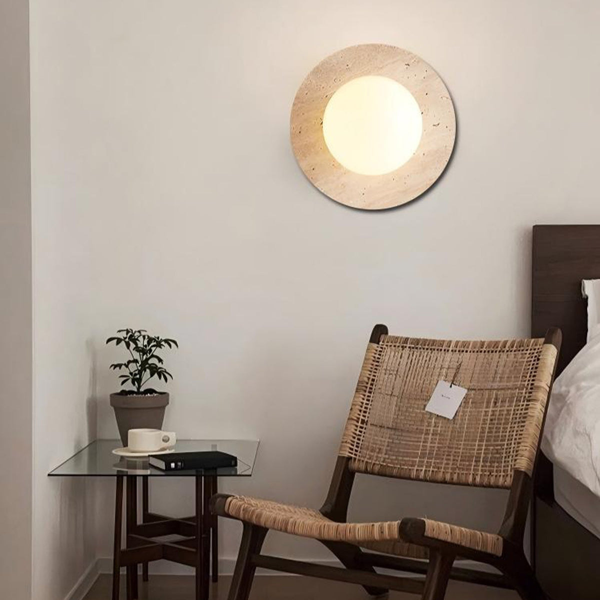 Natural Travertine Wall Sconce Light with LED Illumination