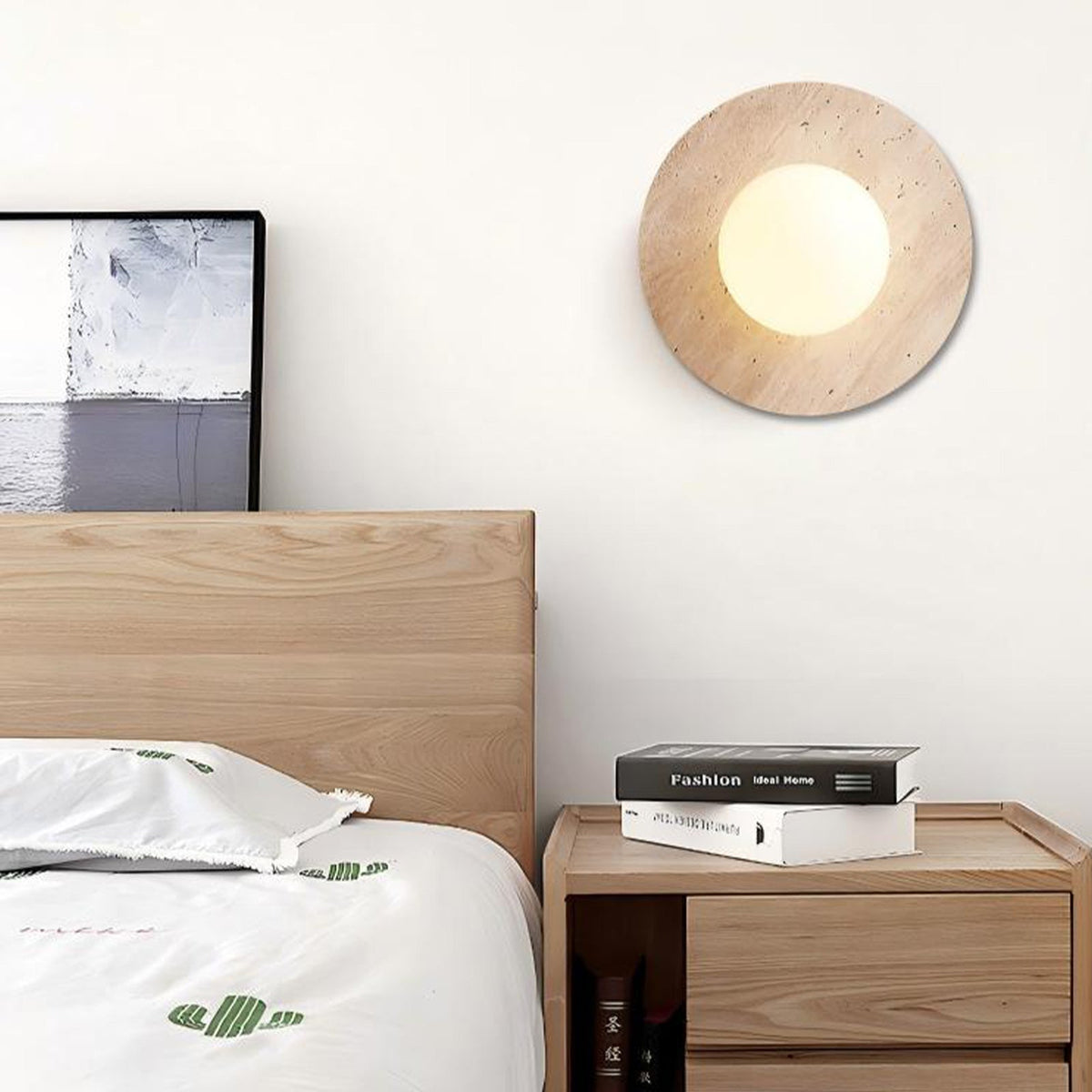 Natural Travertine Wall Sconce Light with LED Illumination