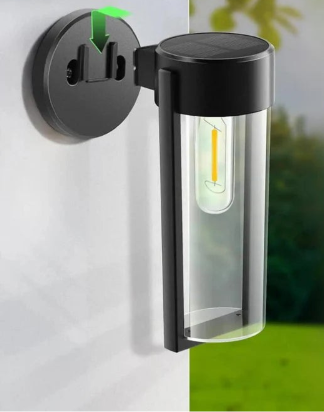 Solar Wall Lantern Outdoor Black Mounted Light With Light Sensor